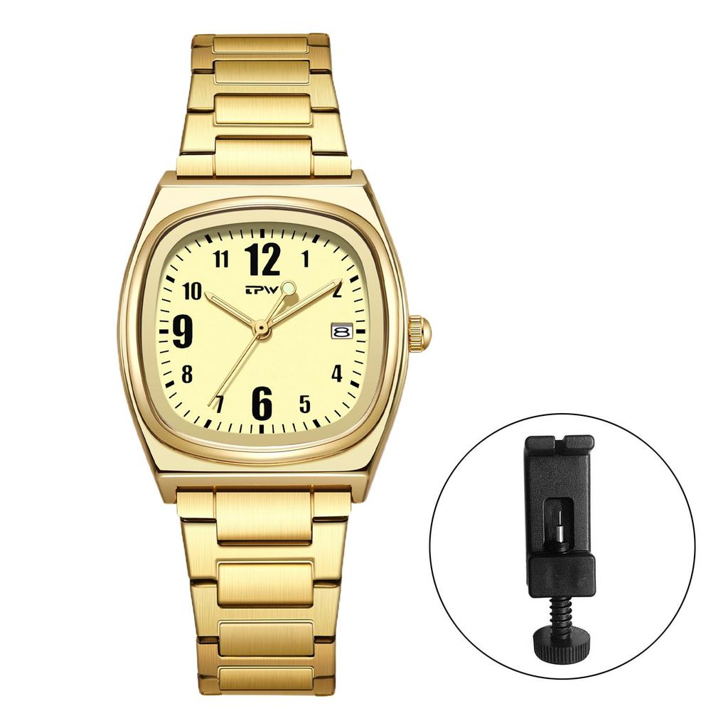 Square Watch Women Calendar Luminous Analog Display Cute Fashion Stainless Steel Band Waterproof Quartz Wristwatch Fashion Accessory - Birthday