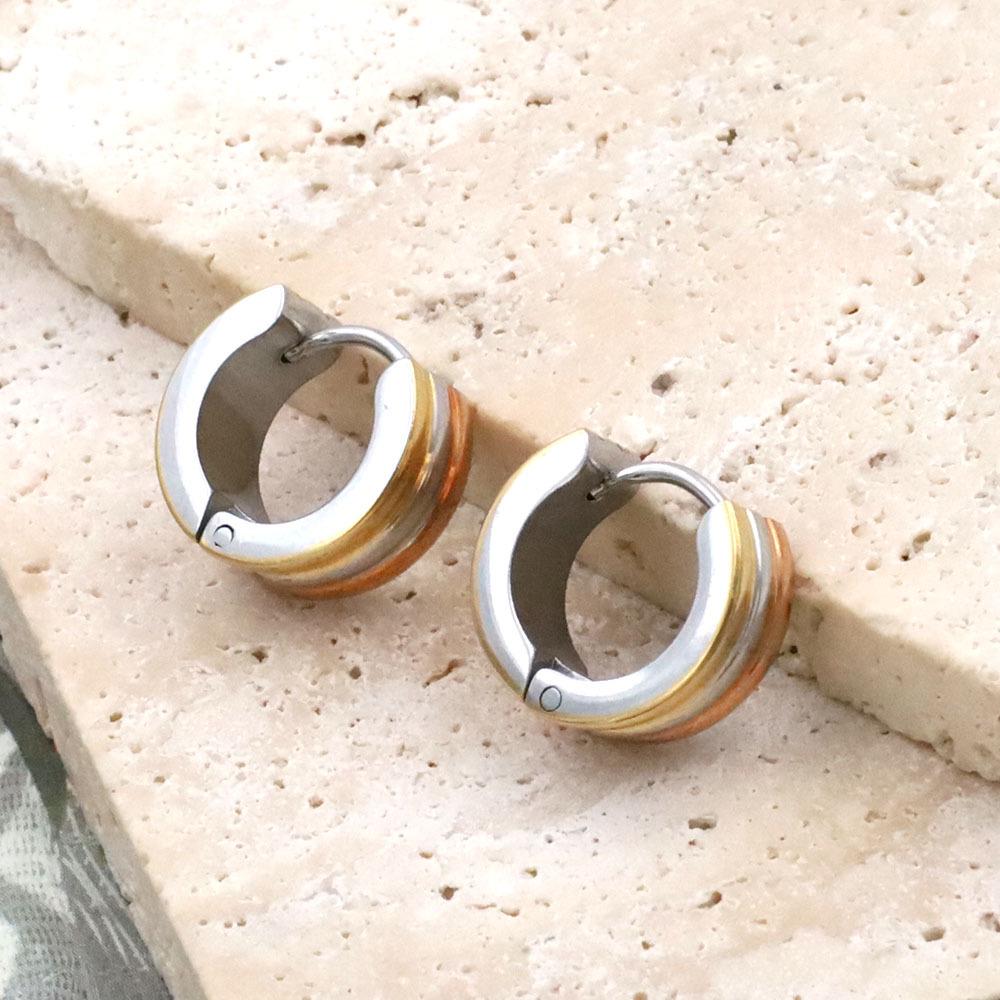 

Intergold Titanium Steel Ear Cuffs - 3-Color Round Earrings