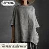 Camicette e camicie con scollo a maniche corte, stampa tinta unita, moda casual da donna