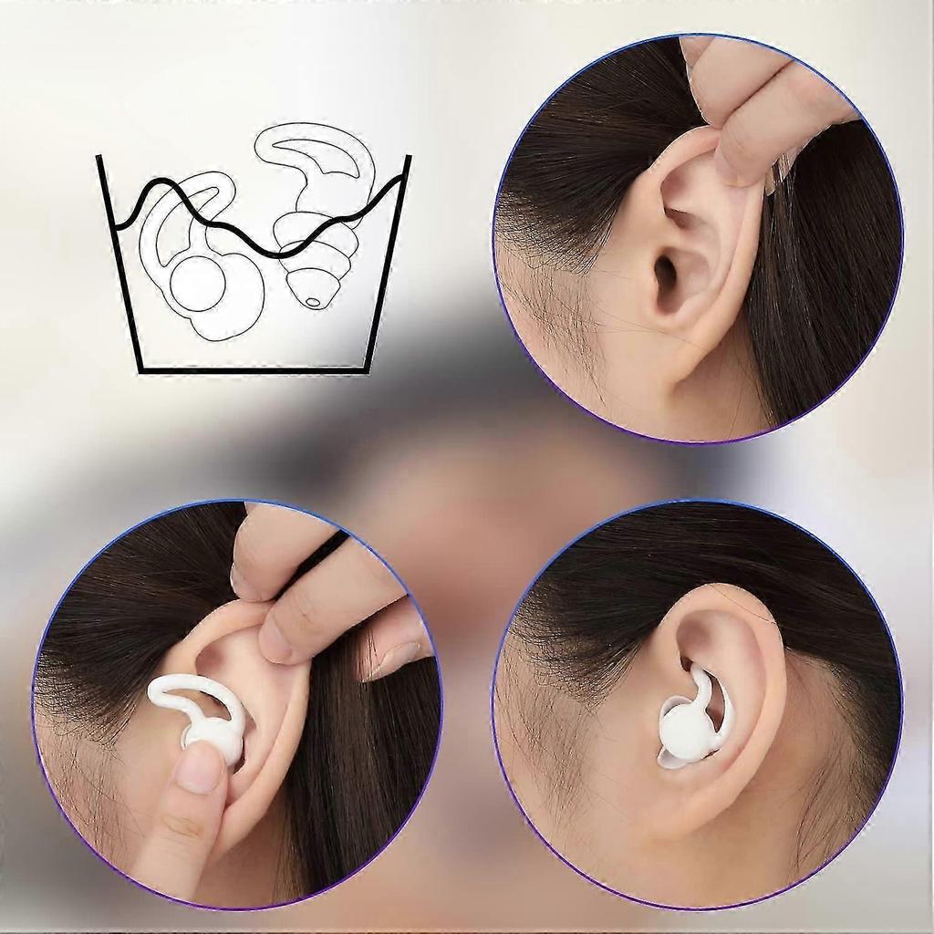 Silicone Ear Plugs, 2 Pairs Soft Reusable Waterproof Noise Canceling Ear Plugs for Sleeping Snoring Work Concerts Industrial Hearing Protectors (Black