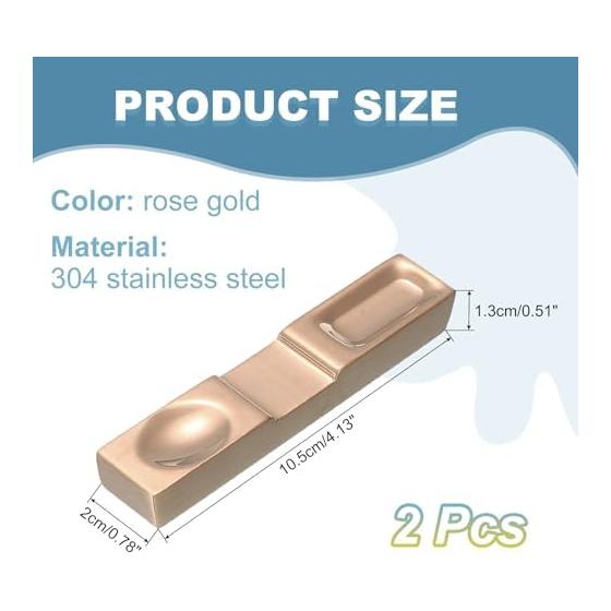 Uxcell Set of 2 Chopstick Rests, 304 Stainless Steel, 10.5cm X 2cm X 1.3cm, Rose Gold, for Home Kitchen Utensils, Spoon Fork Teaspoon Dining Tool