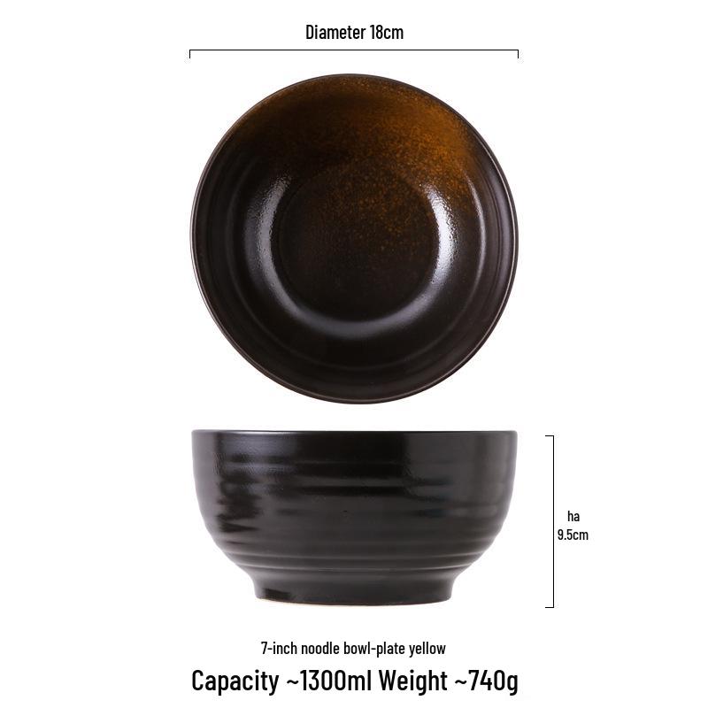 Japanese Ceramic Ramen Noodle Bowl - Large Conical Hat Design, Perfect for Instant Noodles, Soup, and Tableware.