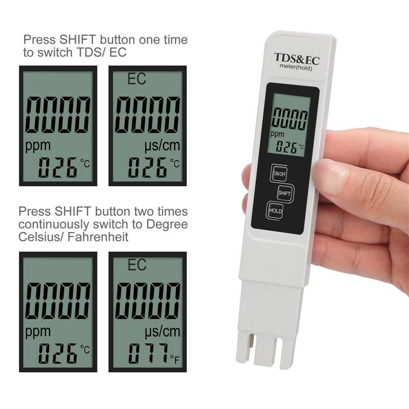 PH TDS/&EC Meter Messgerät Digital Tester Wassertest Leitwertmessgerät 0-9990ppm~