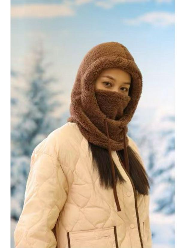 Women's Winter Warm Plush Hat with Ear Protection and Scarf - Skiing & Cycling Windproof Fashion Pullover.