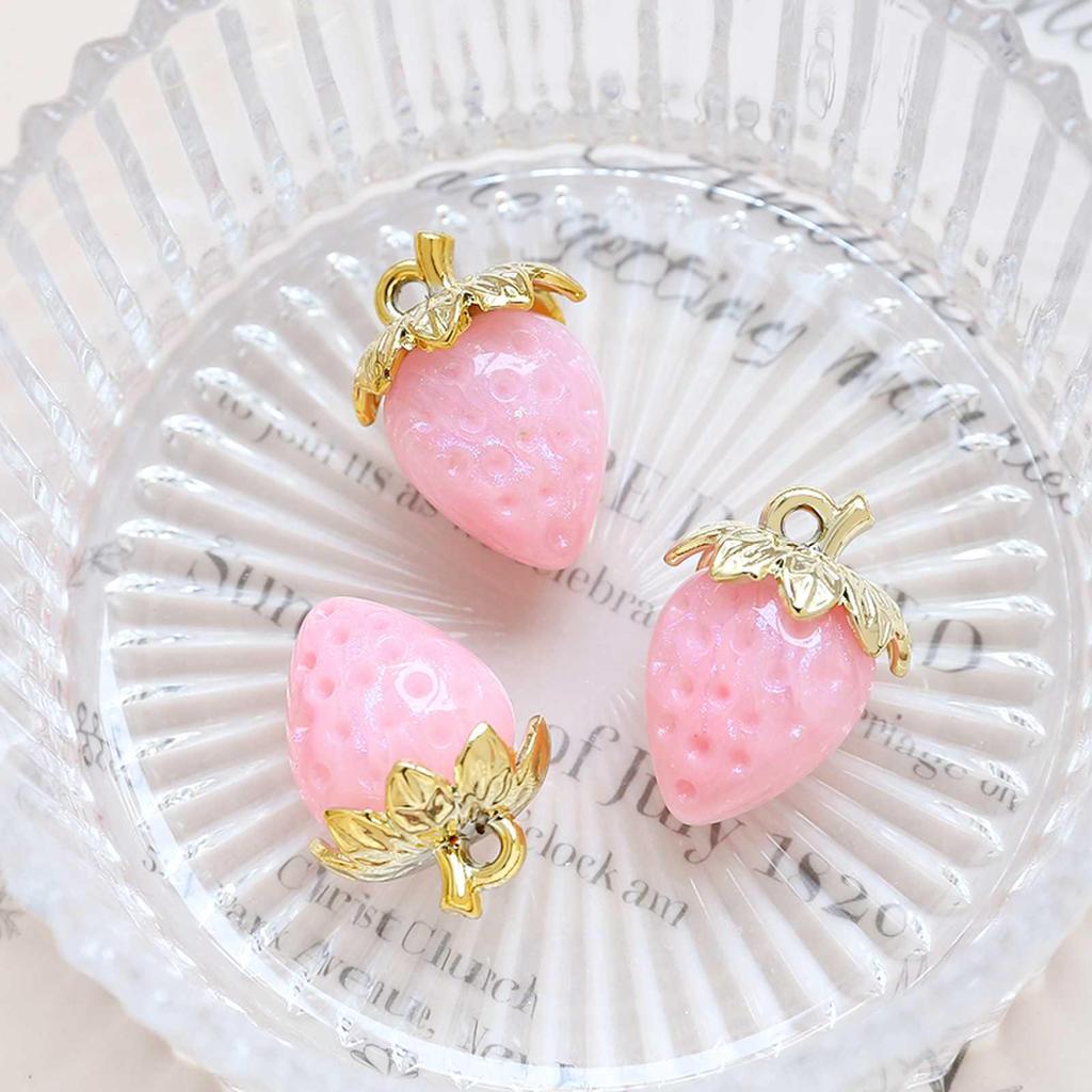 Large Transparent Acrylic Strawberry Pendant for DIY Jewelry Making