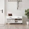 Shoe Bench High Gloss White 102 x 35 x 55 cm Engineered Wood