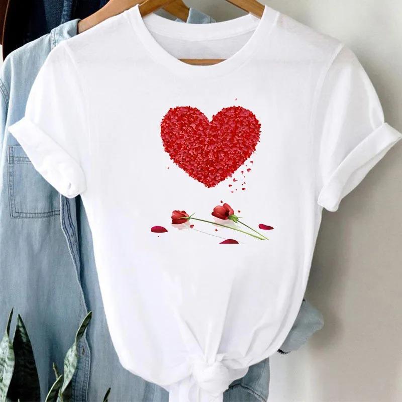 New Bicycle Flower Love Retro Loose Simple Cute Half Sleeve Short Sleeve T-shirt Woman Summer fashion polyester fabric