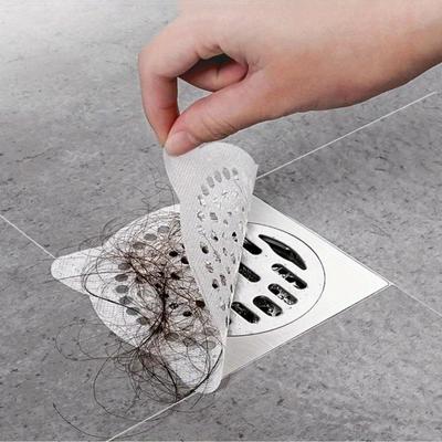 10Pcs Disposable Drain Device Unblocker Hair Catcher Filter Bathroom Shower Room Stickers Sink Strainer Trap Crazy Drainer Grid