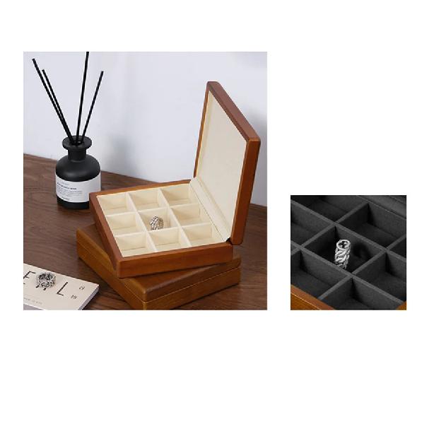 MISHITU Solid Wood Jewelry Storage Box with Cover Organizer for Ring Necklace Bracelet Jewelry Storage Display Organizer Case