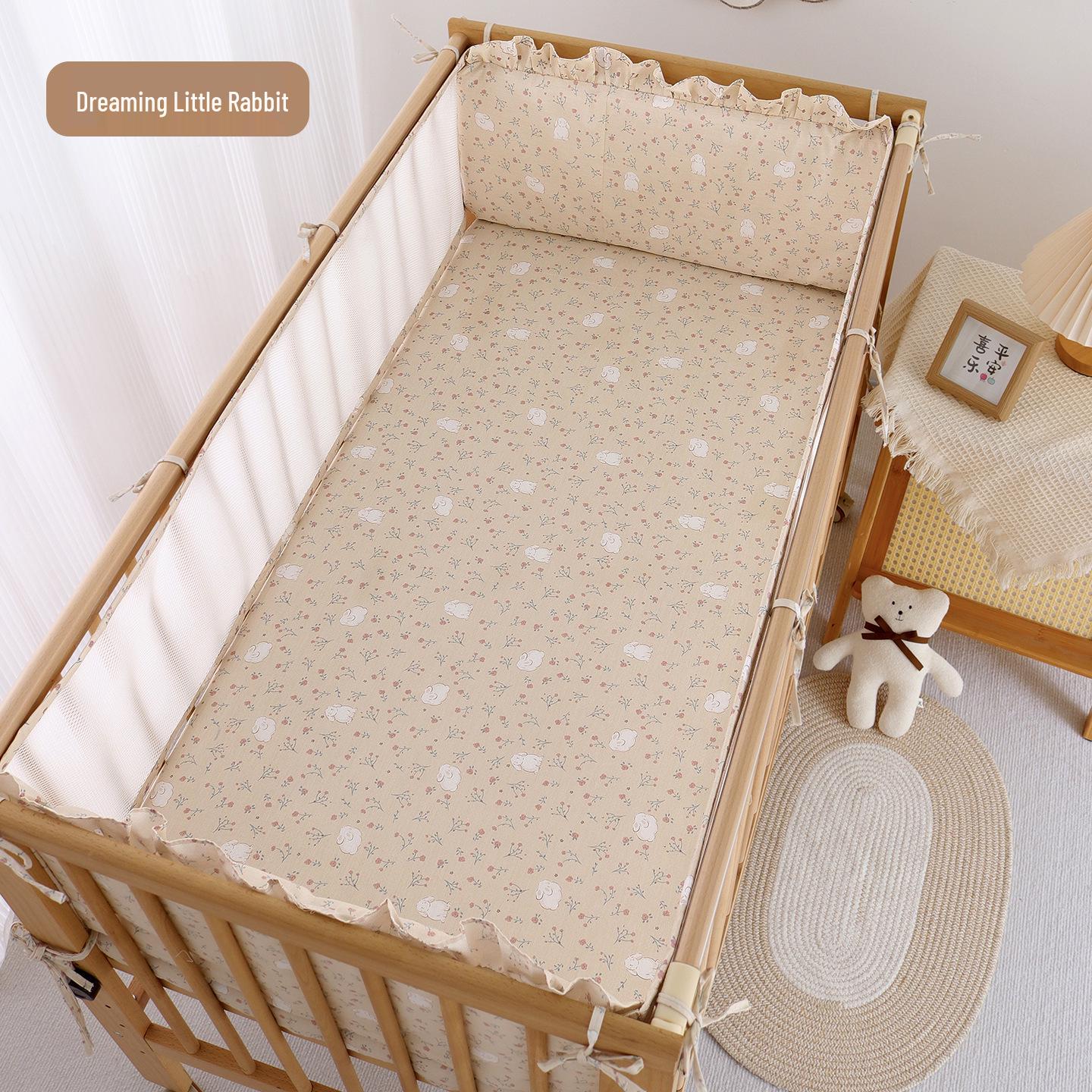 

Classic Breathable Crib Bumper & Canopy Set for Newborns - Anti-Collision Baby Bedding 120x60 Five-Piece Set