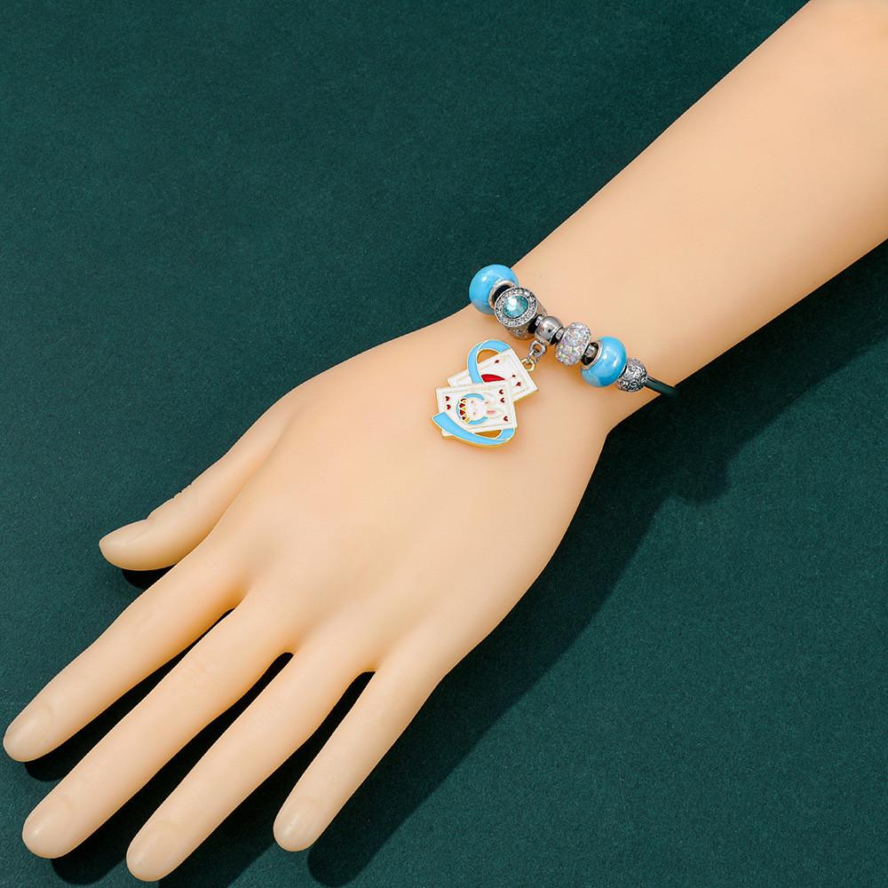 Doraemon Kristallperlenarmband mit Karte Cartoon-Anhänger zum Verschenken