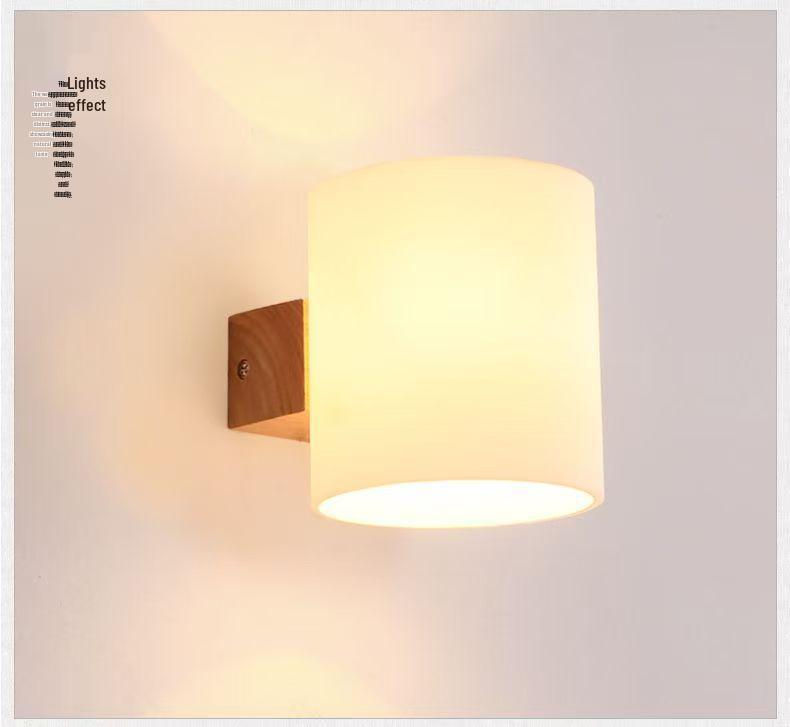 Nordic Solid Wood LED Wall Lamp for Bedroom, Hotel, Stairwell, Corridor