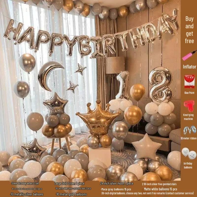18th Birthday Party Decoration Set - Balloons & Backdrop for Boys and Girls