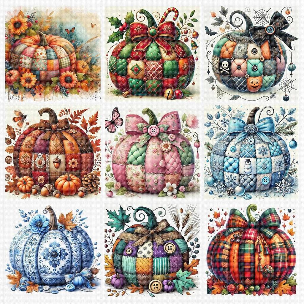 Full Embroidery cotton Thread 14CT Counted Pumpkin Cross Stitch Kit Decor