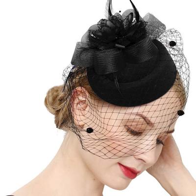 Modern Ladies' Bridal Fascinator Beret with Mesh, Feather, and Floral Accent