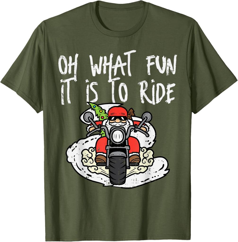 Christmas What Fun Is To Ride Biker Santa Xmas Unisex TShirt Funny T Shirts Offensive Tee Cotton Retro Street Fashion Unisexs Shirt