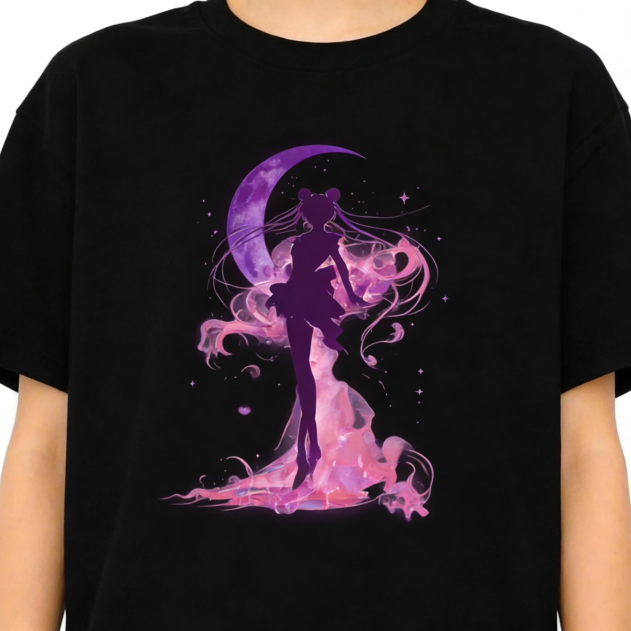 ZX Trendy Casual Girl Warrior Anime Printed Tshirt Moonlight Goddess Summer Mens and Womens Tshirt Street Style 4XL