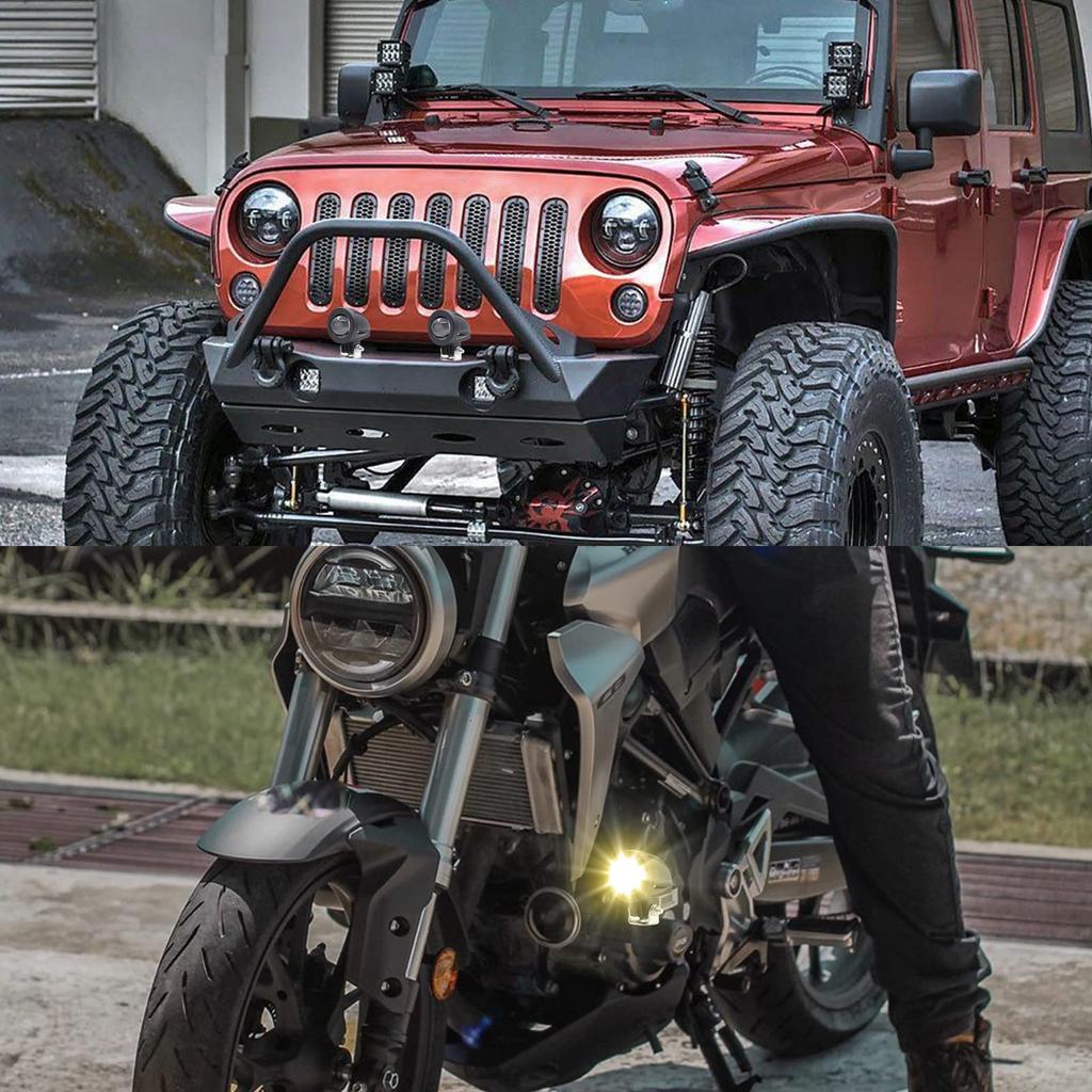 Biqing 10W Motorcycle Fog Lights with Cut IP67 Auxiliary Lights with Cut Universal for and Trucks Lines, Waterproof, Lines, Motorcycles, Cars,
