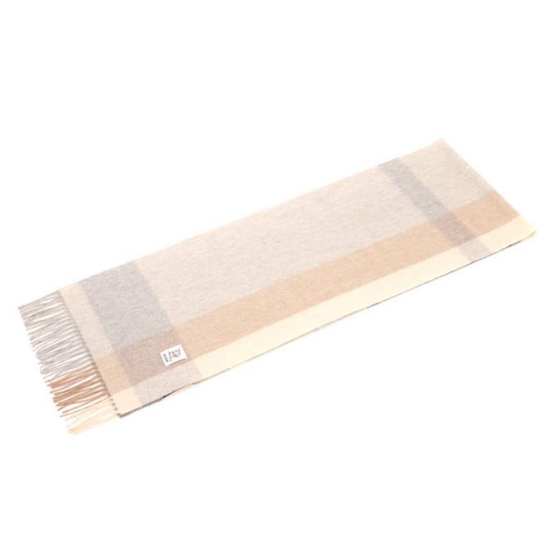RECLOW RECLOW LAND 100% Cashmere Check Muffler Beige