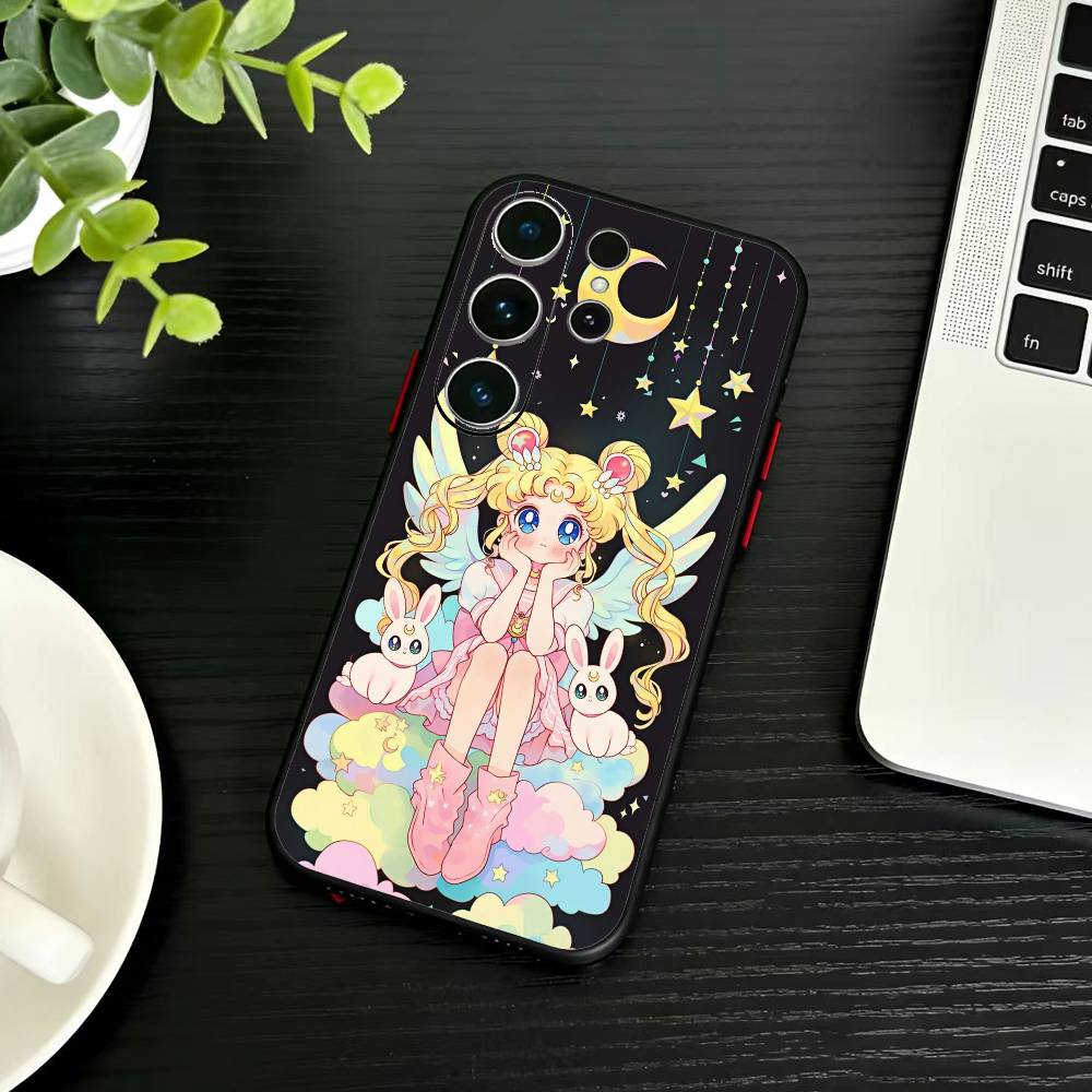 Cartoon G-Sailor M-Moons Phone Case For Samsung S26,S25,S24,S23,S22,S21,S20,Ultra,Plus,FE Black Soft Cover