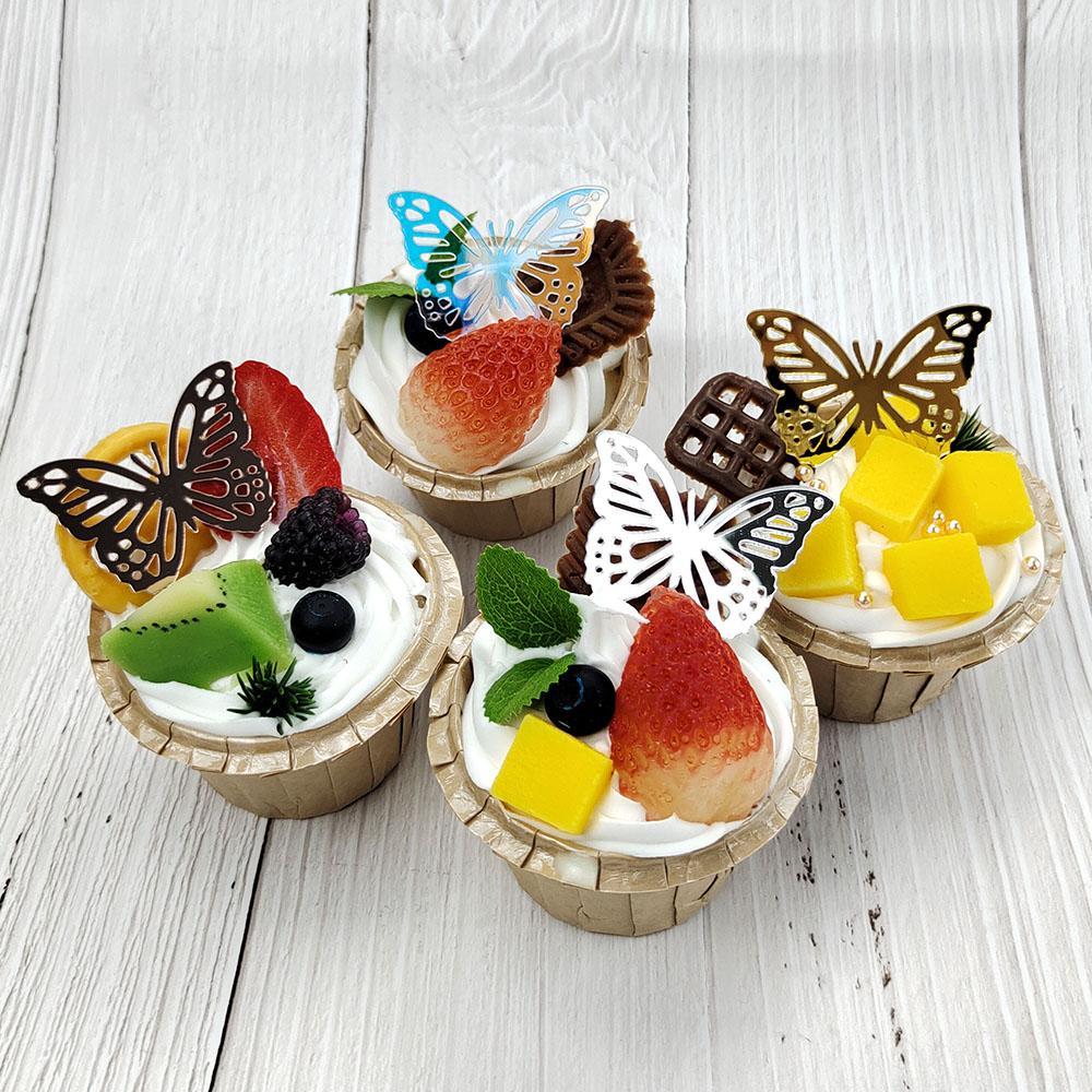 10Pcs 3D Gold Sliver Butterfly Cake Decoration Acrylic Hollow Cupcake Topper for Birthday Wedding Anniversary Baby Shower Party
