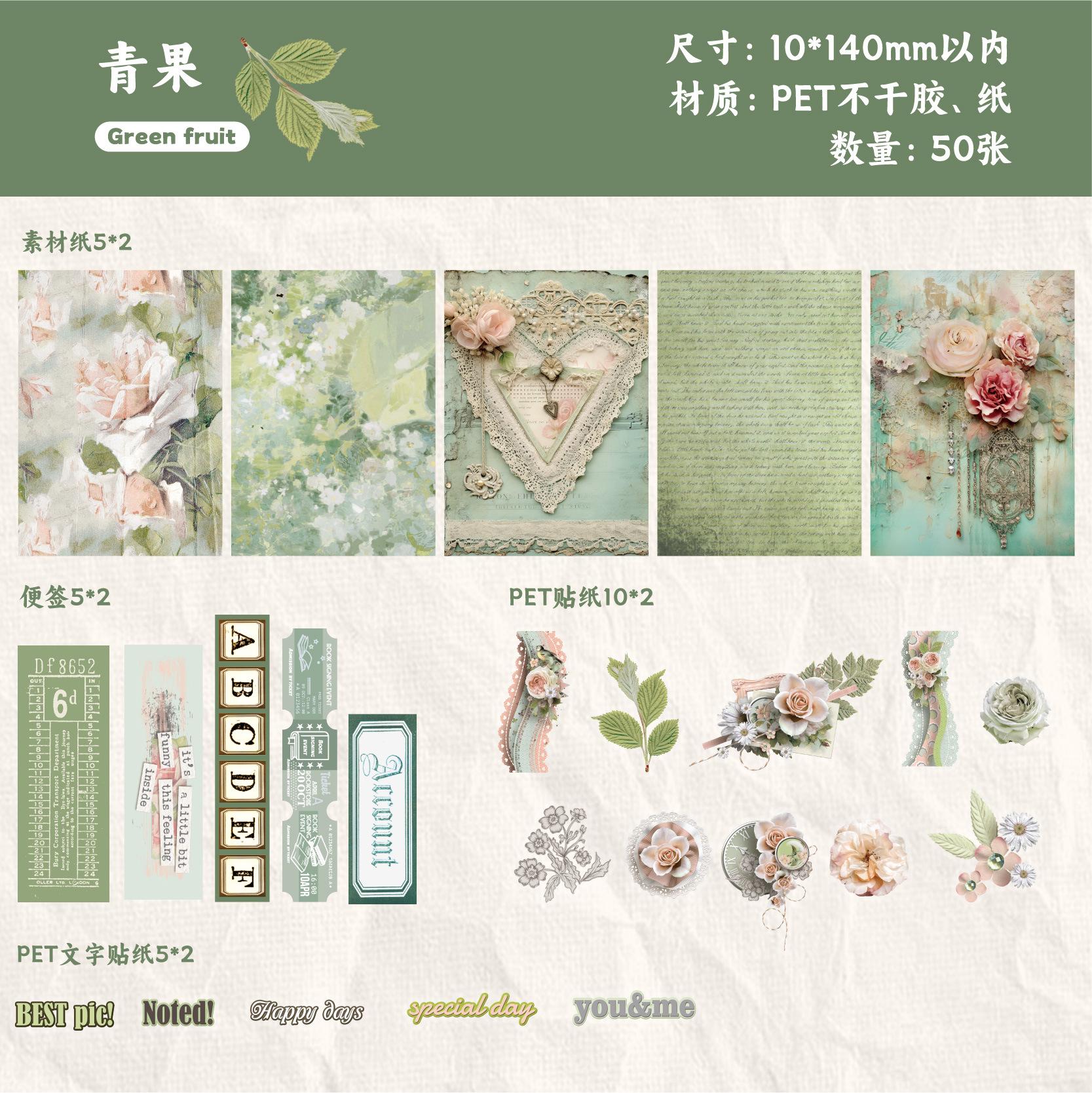 50sheets/1lot Memo Pads Material Paper Dolly Garden Diary masking tapes Junk Journal Scrapbooking Retro Background Paper