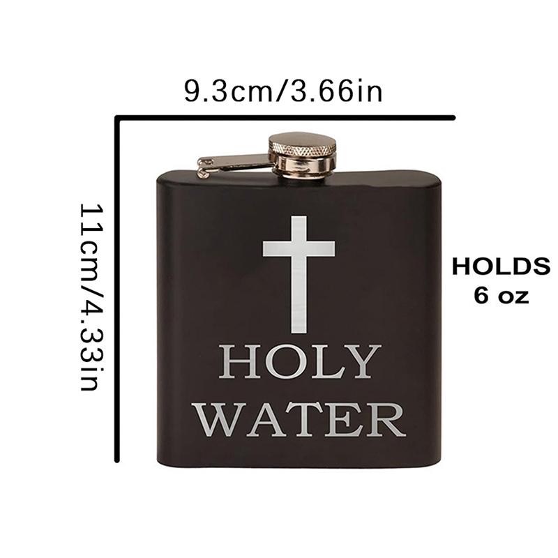 168Ml Cross Pattern Holy Water Bottle Black Hip Flask Stainless Steel Hip Flask Hip Flask Alcohol Whiskey Hip Flask Screw Cap