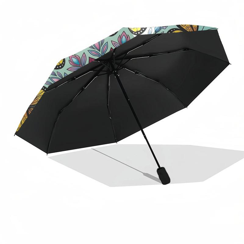 1pc Butterfly Mandala Floral Umbrella with Plastic Handle,Compact & Stylish,Suitable for All Seasons YS331047