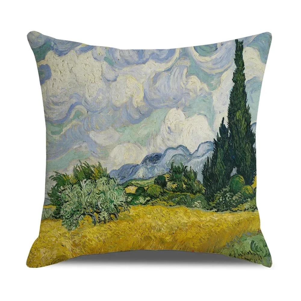 Federa Cuscino Arte Vintage Van Gogh Pittura a Olio Federa Cuscino Decorazione Divano Soggiorno,(9)