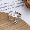 Korean-Japanese Letter Love Chain Tassel Ring for Women - Retro Hip Hop Fashion Index Finger Open Ring