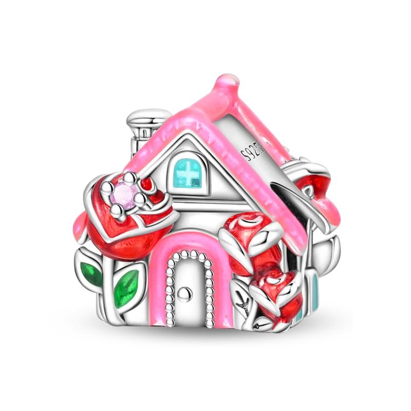 Original Copper Romantic Wedding Charms Bouquet Ring Rose Heart Beads Pendants Fit Bracelets Diy Fine Jewelry Gifts