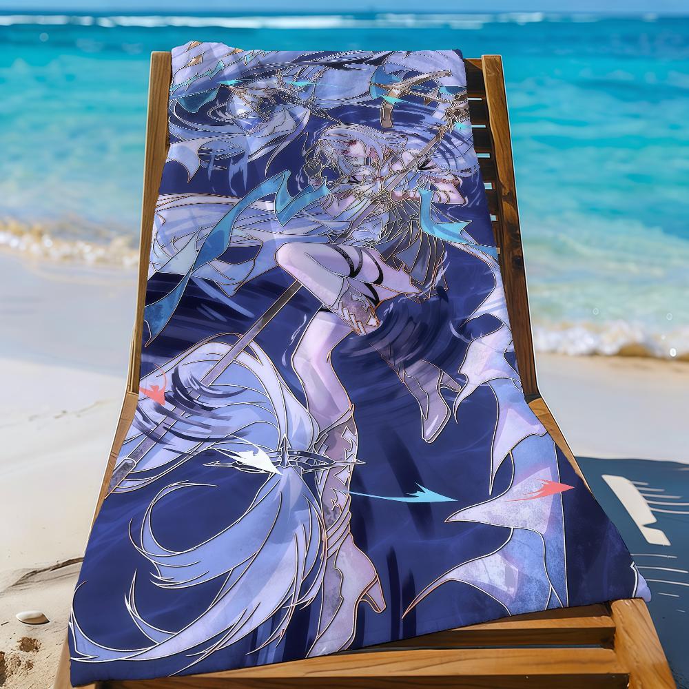 Game Arknights Skadi Towel Sports Quick Dry Travel Camping Gear Sandproof Soft Light Large Beach Towel