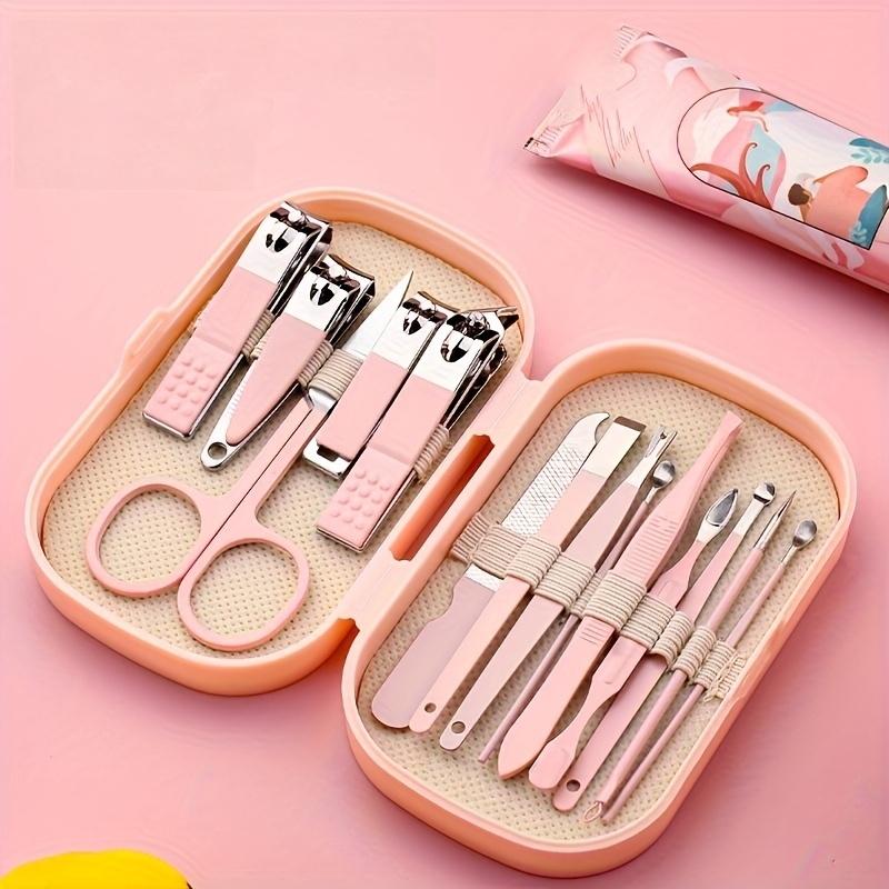A Set Of 14pcs Stainless Steel Manicure And Pedicure Tools, Featuring Modern Style Concave Edge Nail Clippers And Grooming Tools
