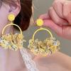 Dopamine petal mesh stud earrings new popular seaside vacation wind earrings exaggerated temperament versatile earrings wholesale