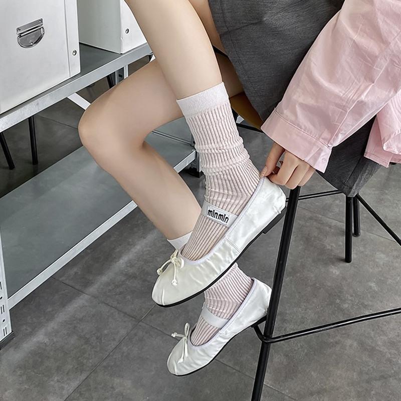 Ultra-Thin And Breathable Mid-Leg Socks Catwalk Solid Color Socks Summer Piles Of Socks Vertical Stockings Are Breathable And Sweat-Absorbing