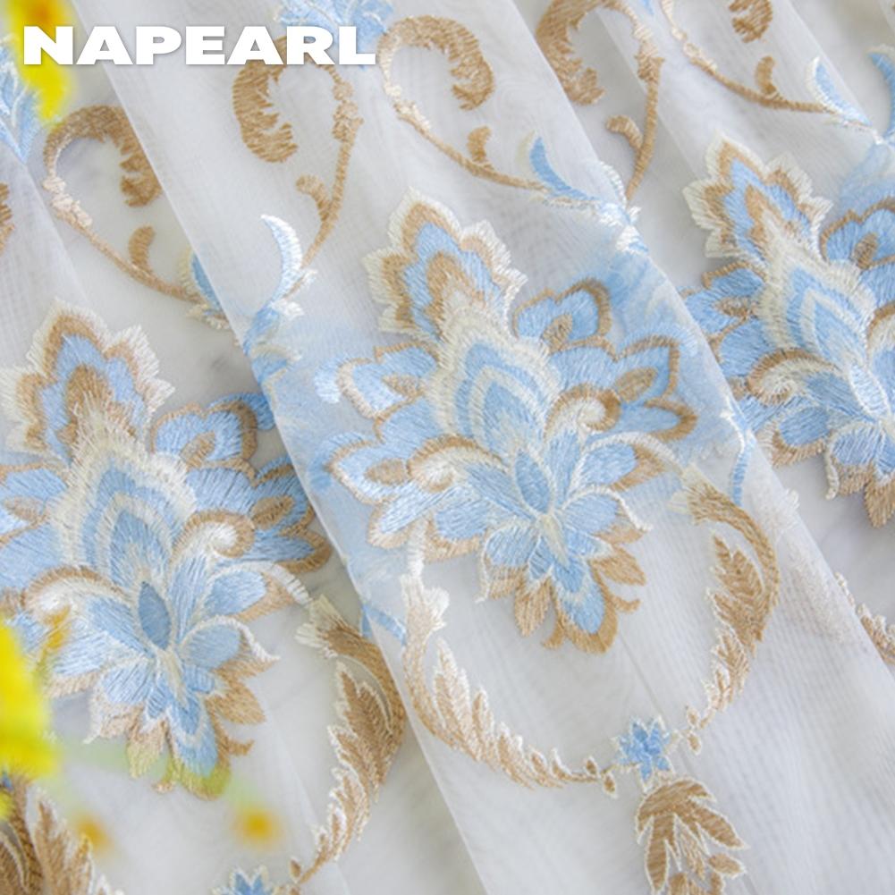 1PC NAPEARL European Embroidered Sheer Curtain Translucent 260cm Height Tulle for Living Room Bedroom Window Decoration Home Decor