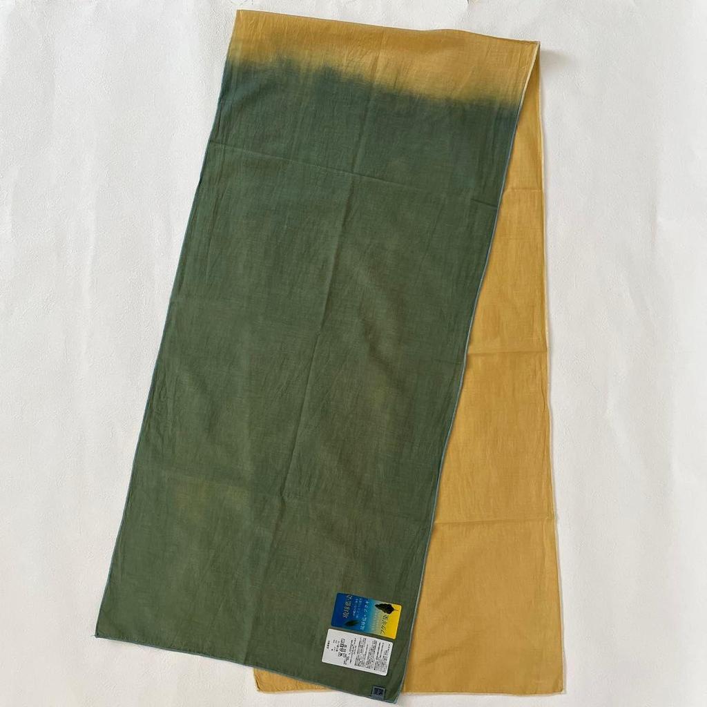 Used Ryukyu Indigo Dye X Fukugi Dye Stole Cotton Silk Fabric Made In Okinawa