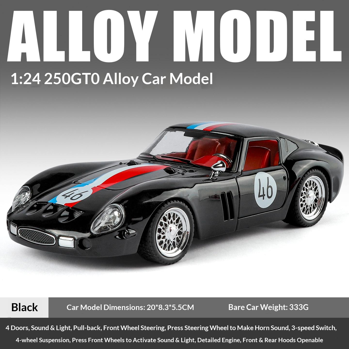 

Alloy 1:24 retro sports car 250GTO model - metal die-cast car model toy - can be used as a tabletop decorative ornament чёрный