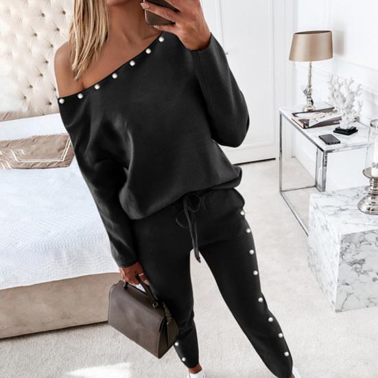 

Женский наряд с принтом глаз, повязка на щиколотке, комплект из двух предметов, толстовка с принтом сердца и бусинами, брюки с эластичной резинкой на талии, уличная одежда XL чёрный