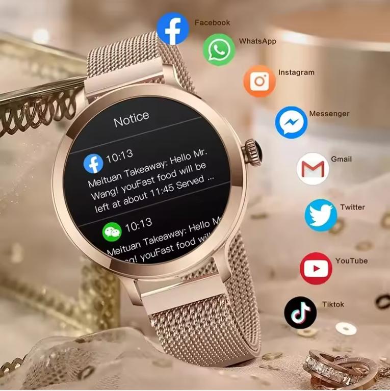 Women Smartwatch AMOLED Bluetooth Call Voice Assistant Healthy Monitoring Sport Waterproof Electronics Smart Watch
