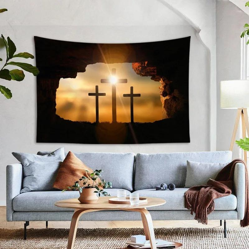 Resurrection Cross Pattern Decoration Bedroom Living Room Tapestry Home Wall Decoration Tapestry