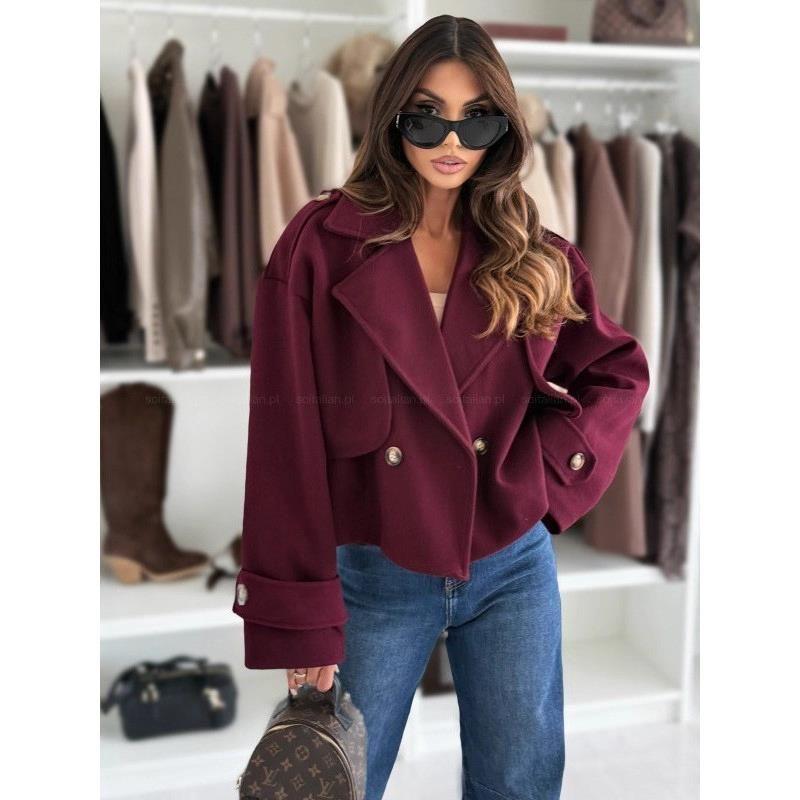 Fashion Style Fall and Winter Female Short Woolen Coat Loose Casual Stylish Niche Style Short Cardigan Jacket Tops