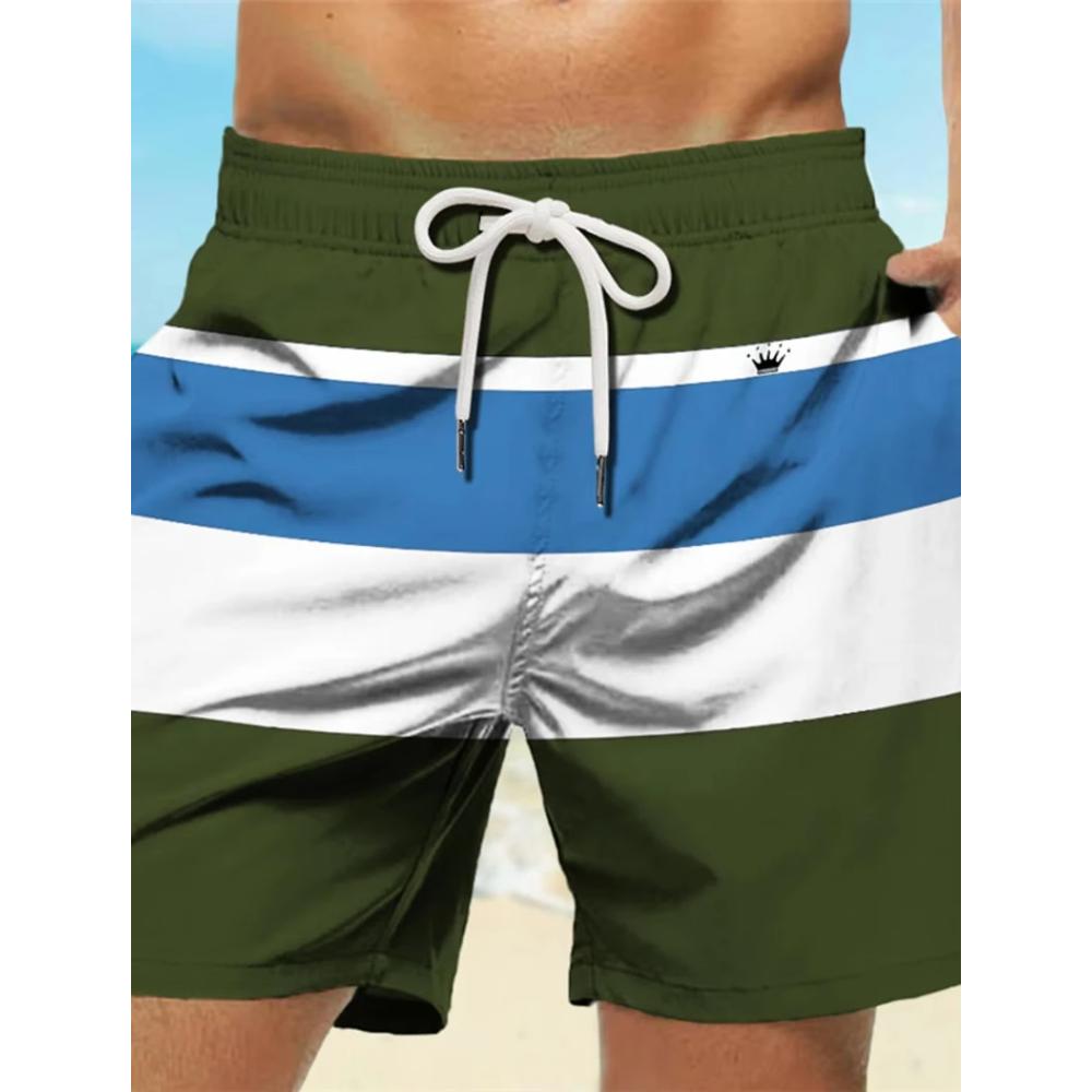 Fashion Men's Striped Printed Shorts Casual Comfort Beach Pants Daily Breathable Shorts Men’s