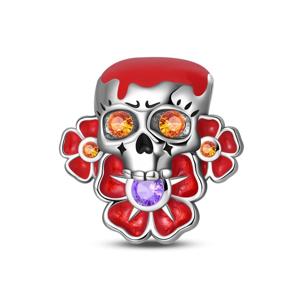 S925 Silver Halloween DIY Jewelry Kit Pumpkin Skull Bat Charm Pendant Beads Bracelet Making Craft Accessories