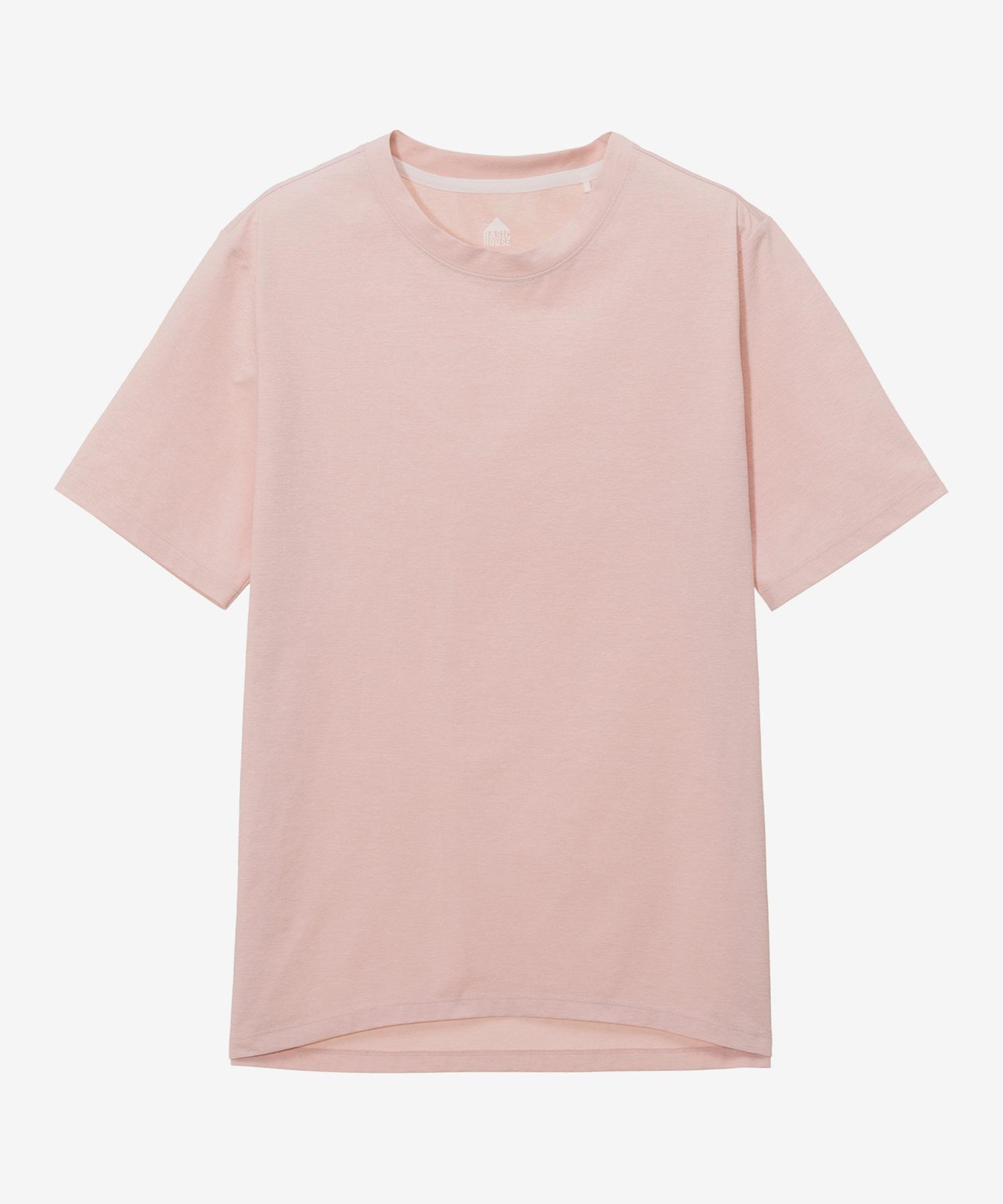 Basic House Women S Cool Sorona Semi-Overfit Round Neck Short Sleeve T-Shirt Pink Lzts3202 Bl/095