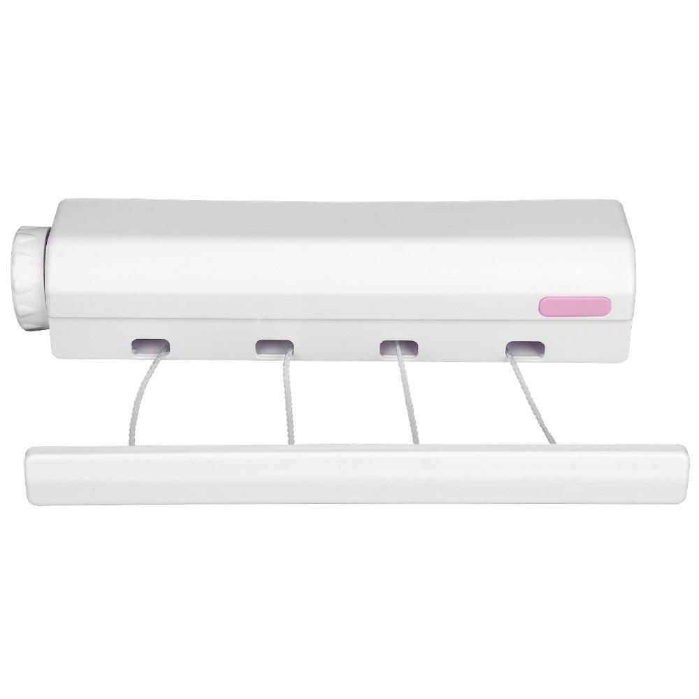 White Retractable Clothesline Plastic Clothes Drying Rope Laundry Drying Line Indoor Outdoor 4 Ropes