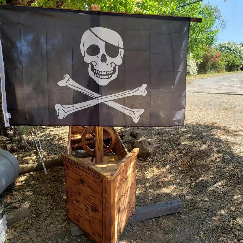 60*90cm Piratenbanner Piratenthema Geburtstagsfeier Dekorationen Piratenschiff Totenkopf Wimpel für Halloween Partydeko Cosplay