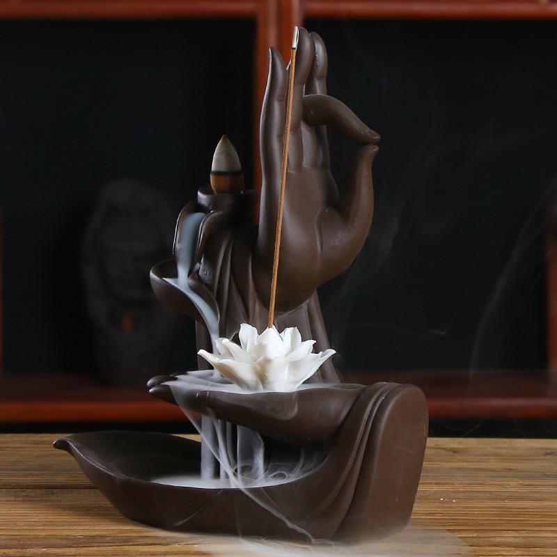 Auspicious Little Monk Alpine Flowing Water statue Smoke Backflow Incense Burner
