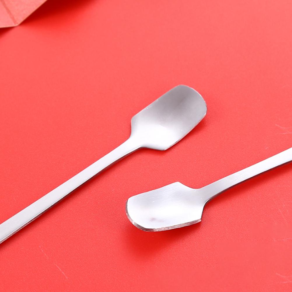 Stainless Spoon Square Teaspoon Long Handle Mixing Stirring Coffee Tea Spoons Dessert Ice Cream Mini Scoop Kitchen Tableware