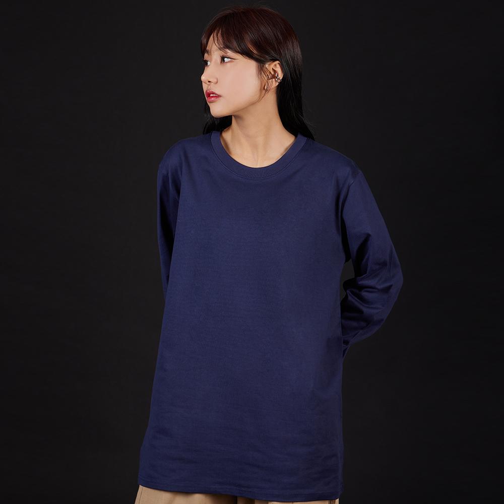 ASTRAL PROJECTION Basic Oversized Long Sleeve T-Shirt_Navy